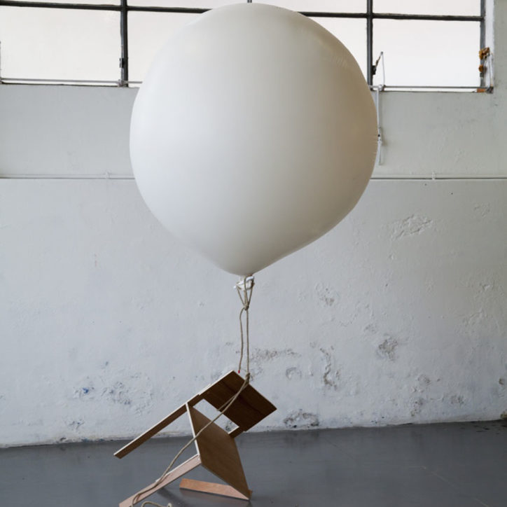 les Urbaines MJ Offspace Garage Chair plywood rope ballon helium Roman Signer
